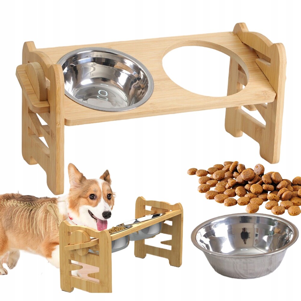 Regulovatelný Stojan Na Misky Pro Malého Psa S Dvojitou Miskou A Dárek