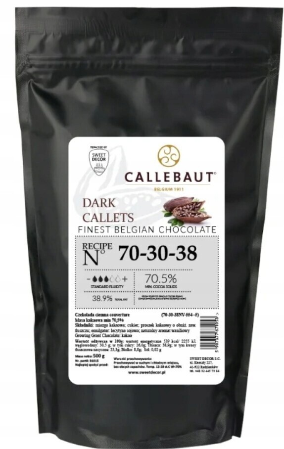 Čokoláda Callebaut Couverture Hořká Tmavá 70,5% Kakao Belgická Poleva