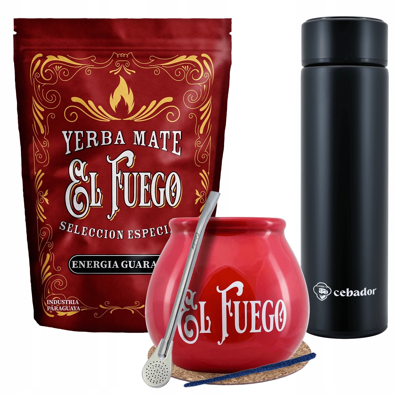 Sada Yerba Mate El Fuego Energia Guarana Termos Led Tykev a Bombilla 500 g
