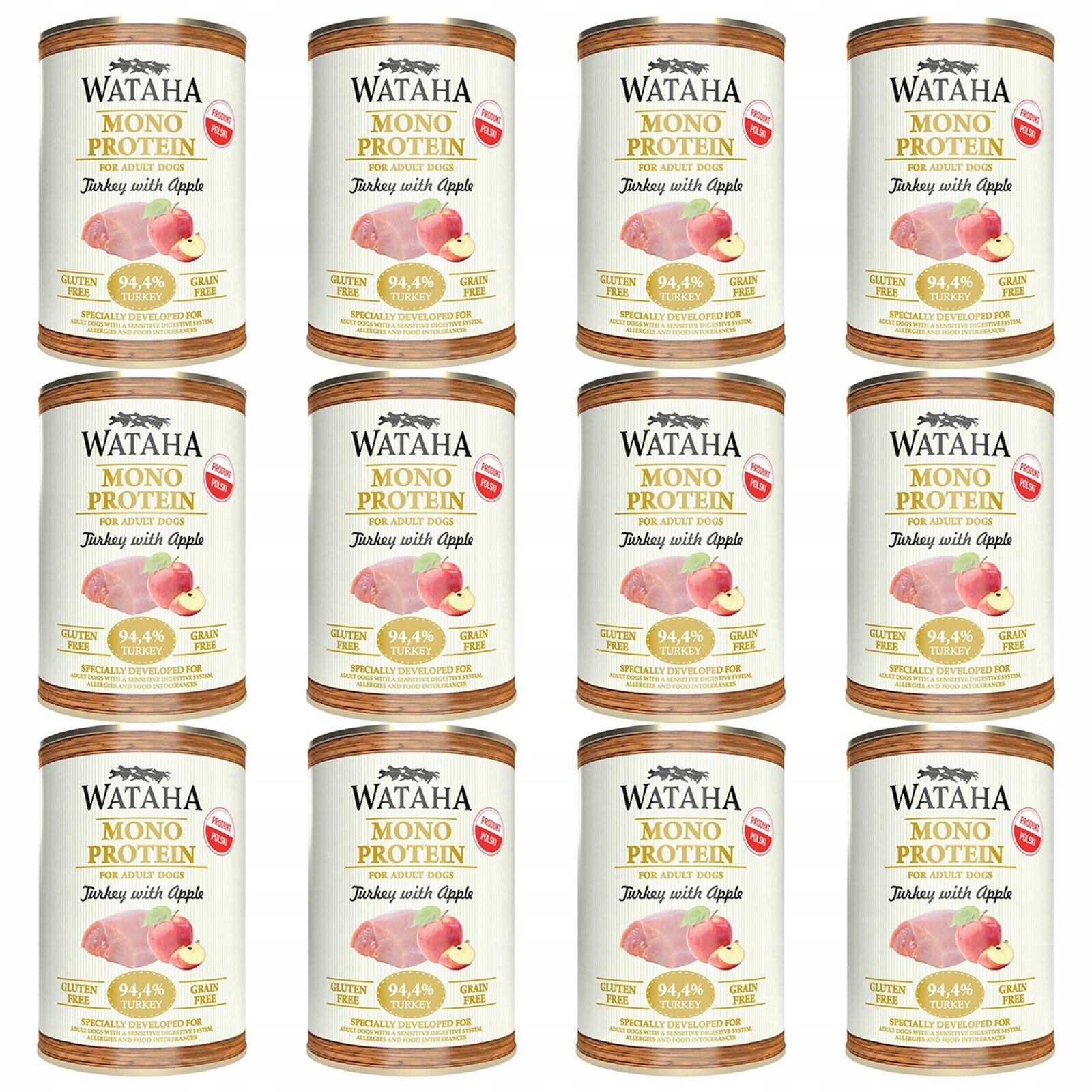 Wataha Mono Protein Adult vlhké krmivo pro psy Krůta s jablkem 12 x 400 g