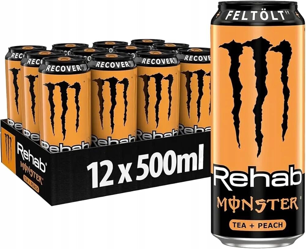 12 x Monster Energy Rehab Peach 500ML Čaj Limitovaná Edice Nápoj