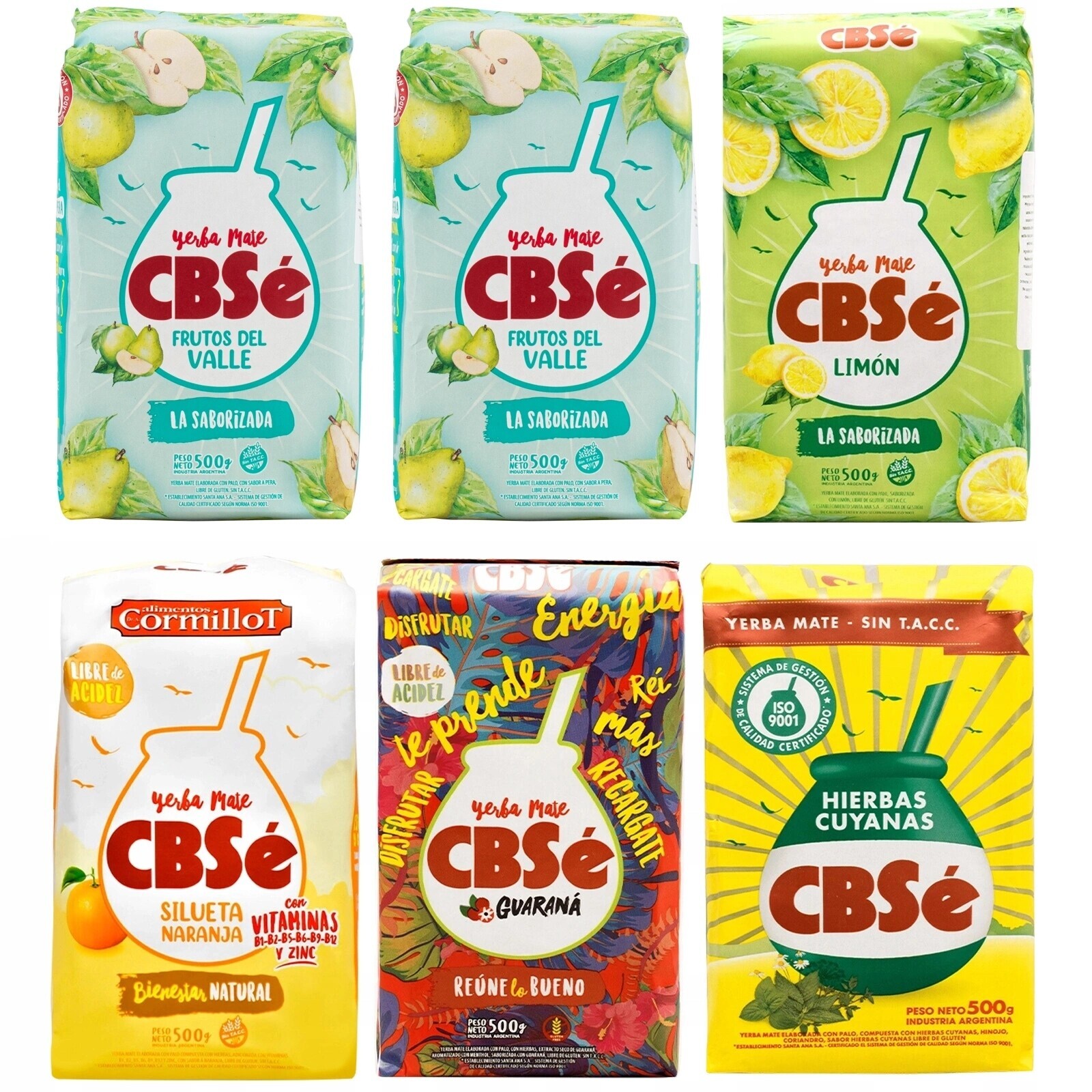 Sada Yerba Mate CBSe různé příchutě 6x500g