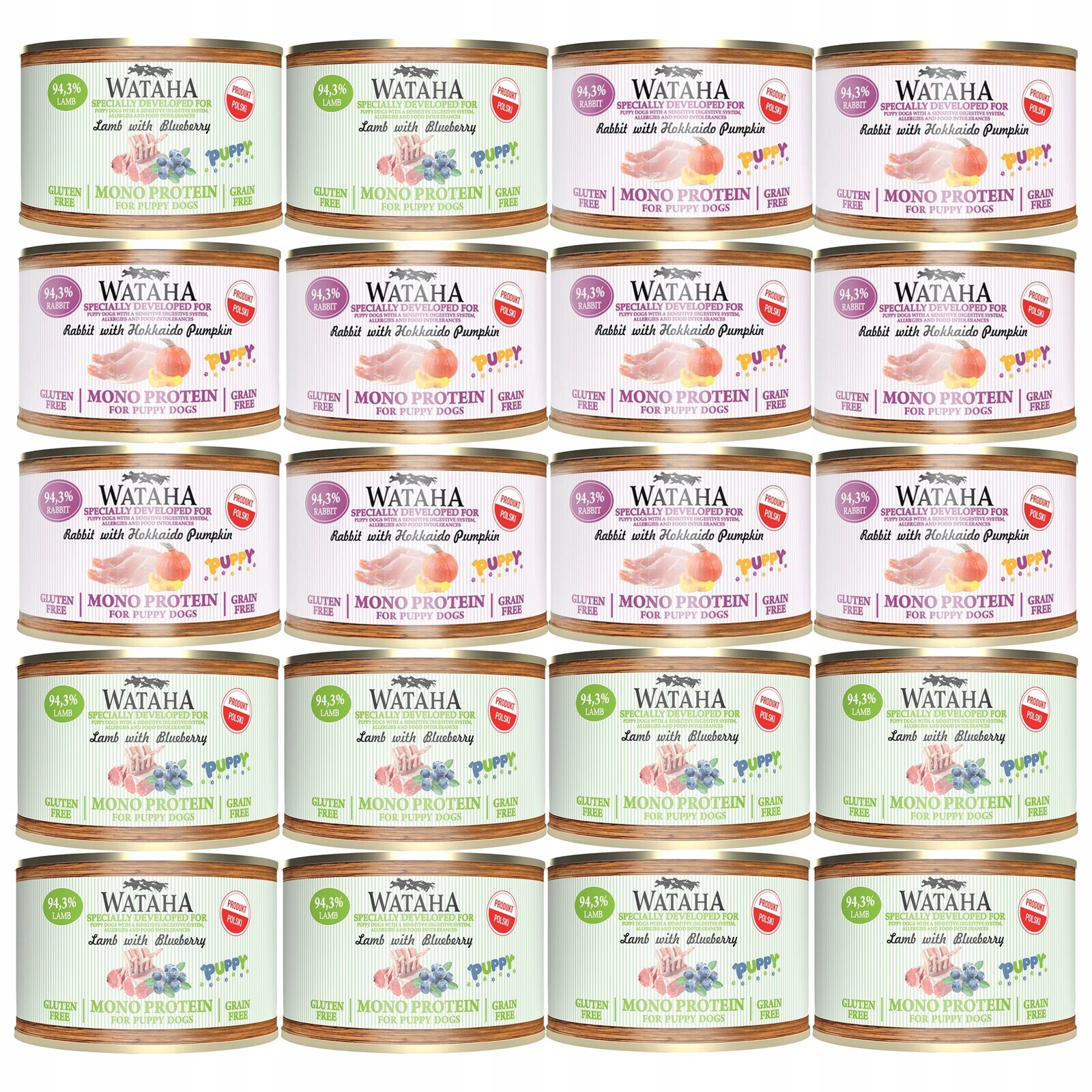 Wataha Mono Puppy vlhké krmivo pro štěňata Mix chutí 20 x 185 g