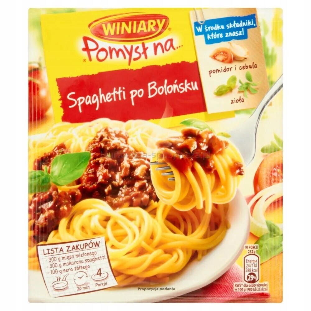 Winiary Nápad na... Těstoviny Spaghetti po Boloňsku 44 G