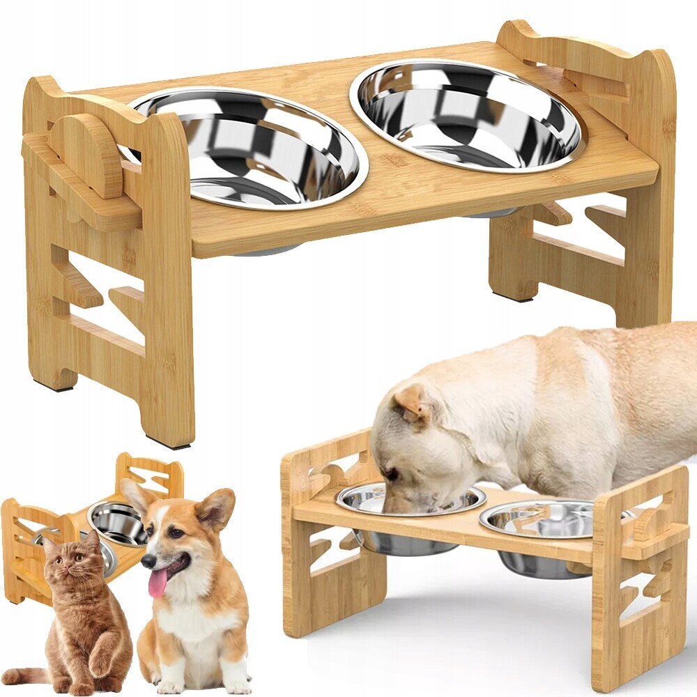 Regulace Výšky, Zvýšená Miska, 6 Poloh, Dřevěná, Protiskluzová