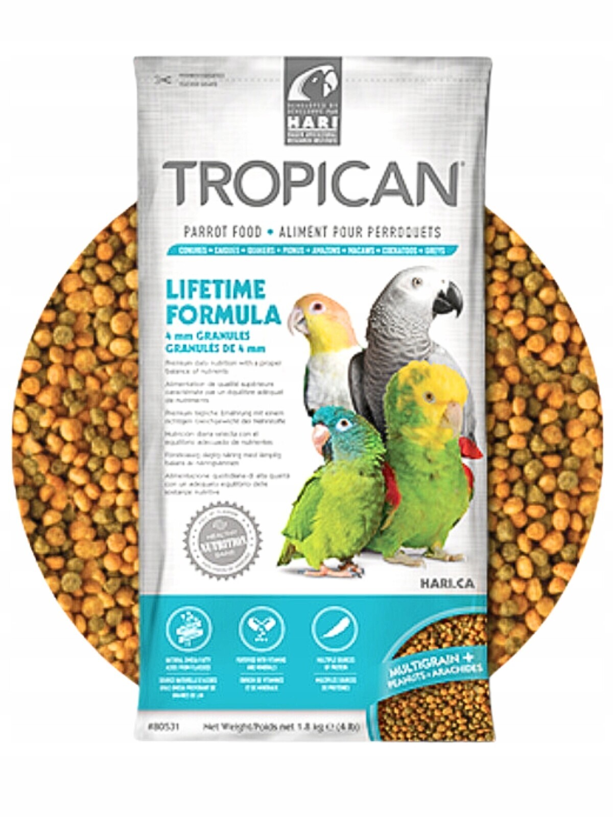 Hagen Hari Vyvážené krmivo pro velké papoušky 820 g