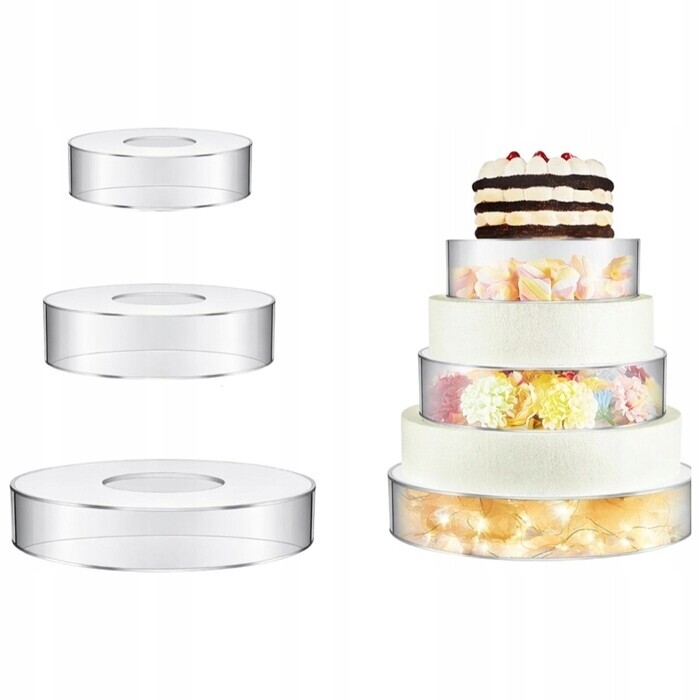 3ks Separátor na dort 17/22/27xh5 cm Prázdné patro Akrylový stojan Expozit
