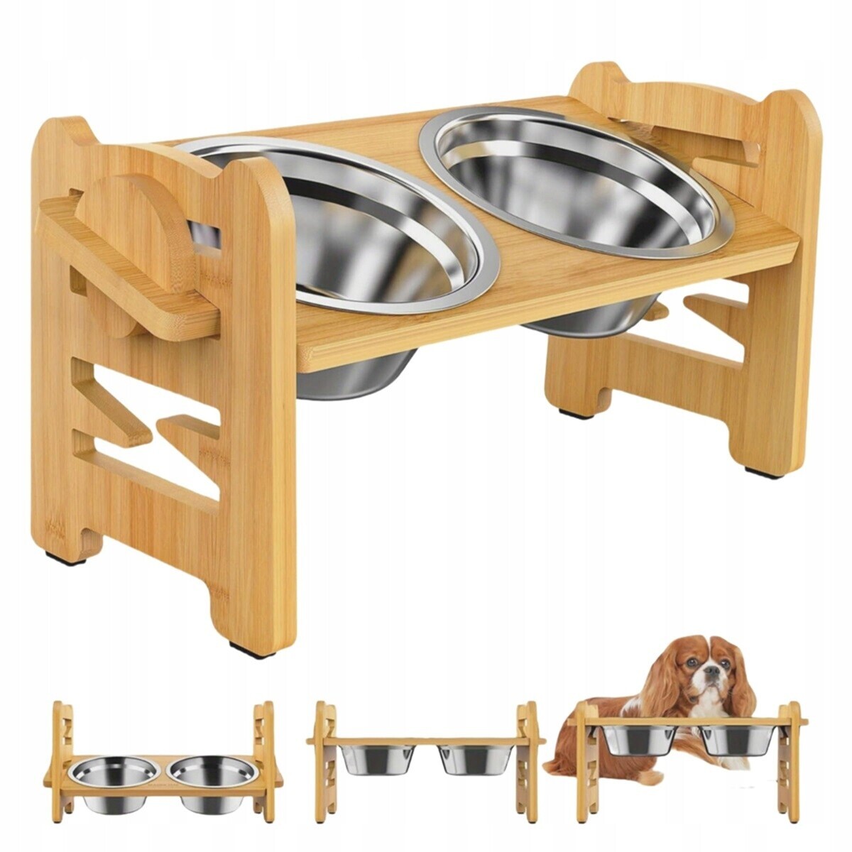 Nastavitelný stojan pro psa s 6 úrovněmi výšky a miskami z z nerezové oceli