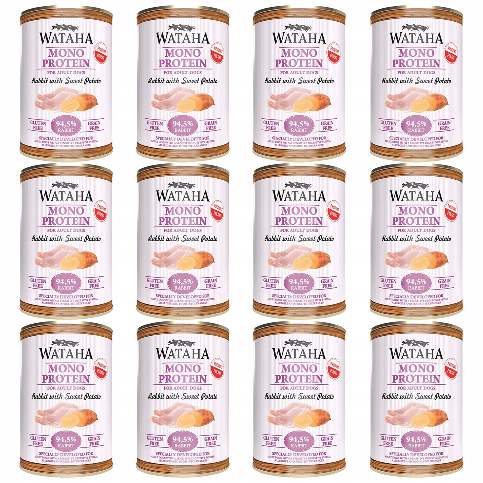 Wataha Mono Protein Adult krmivo pro psy Králík s batáty 12 x 400 g