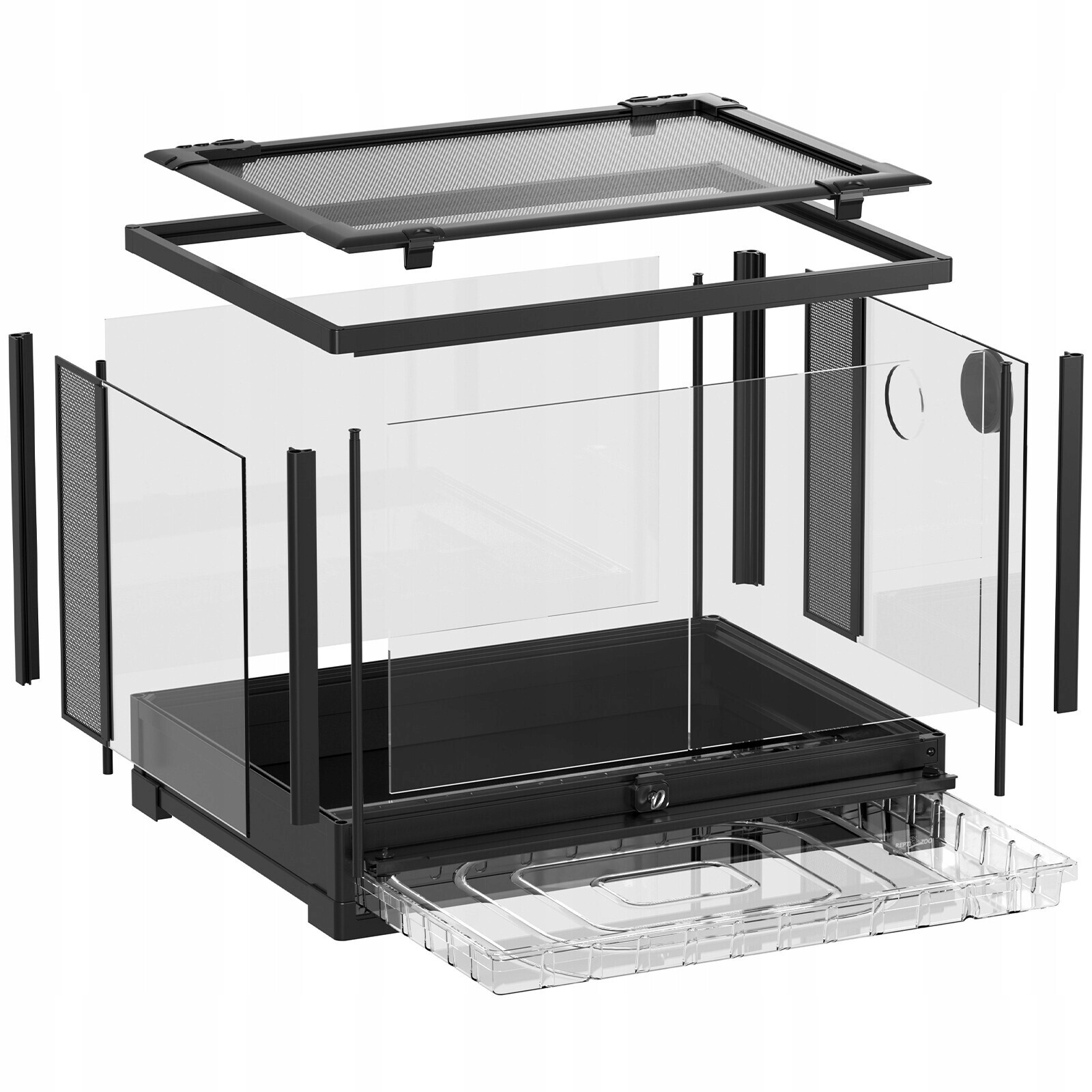 Krásné Skleněné Terárium 60 CM S Ventilačním Zámkem A Výsuvnou Toaletou