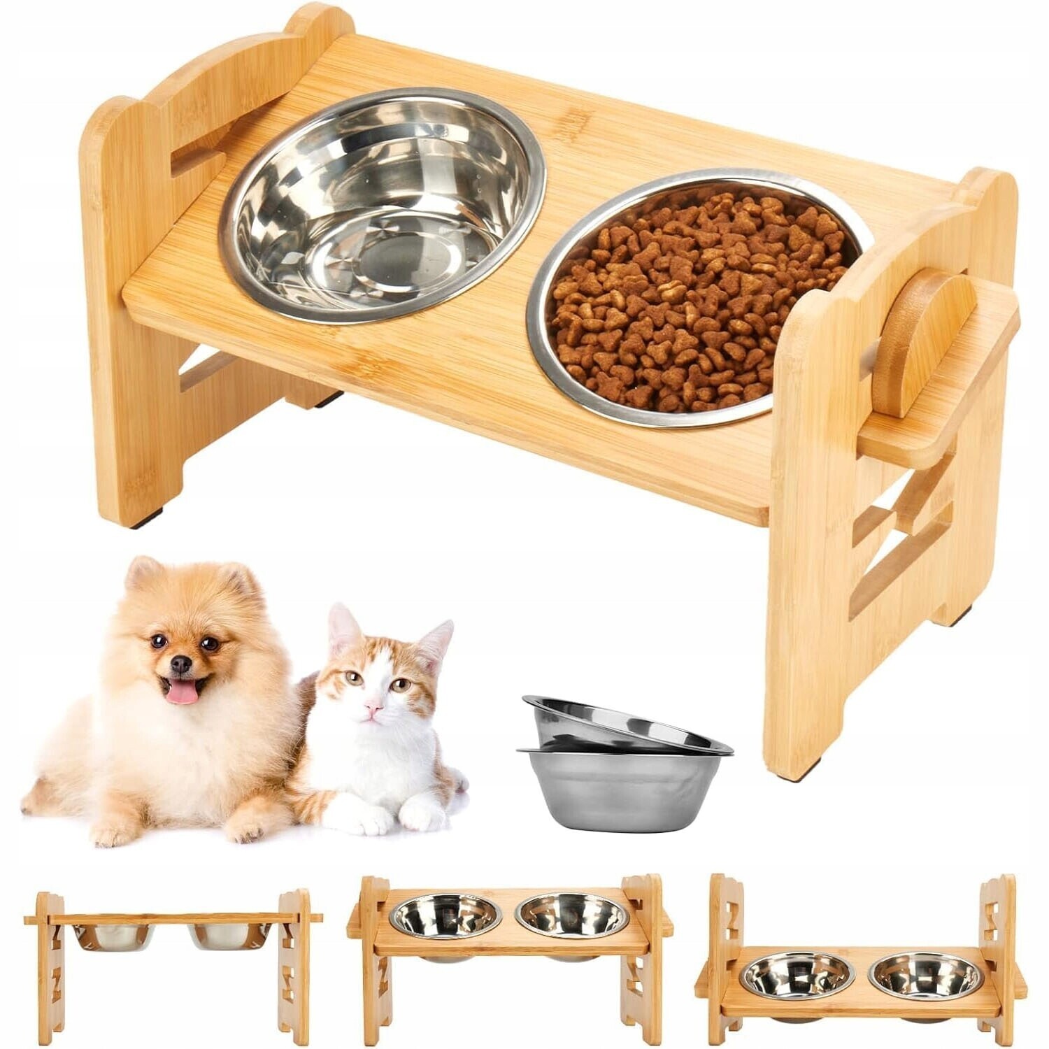 Stolek na krmivo pro psa s dvojitou Misky, nastavitelný, stojan na Misky na vodu