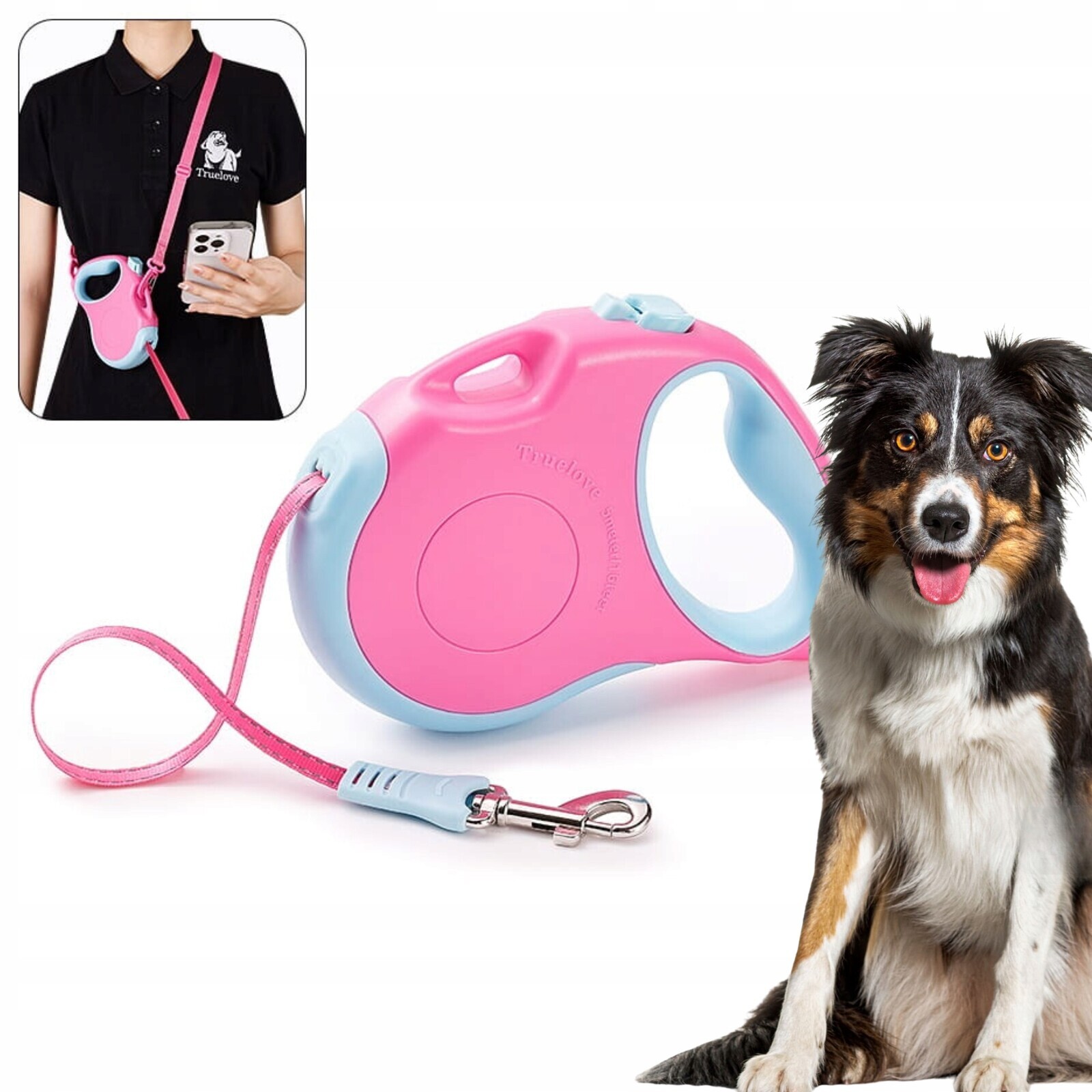 Vodítko Pro Středního Psa Truelove Handy Růžové 5M vel. M