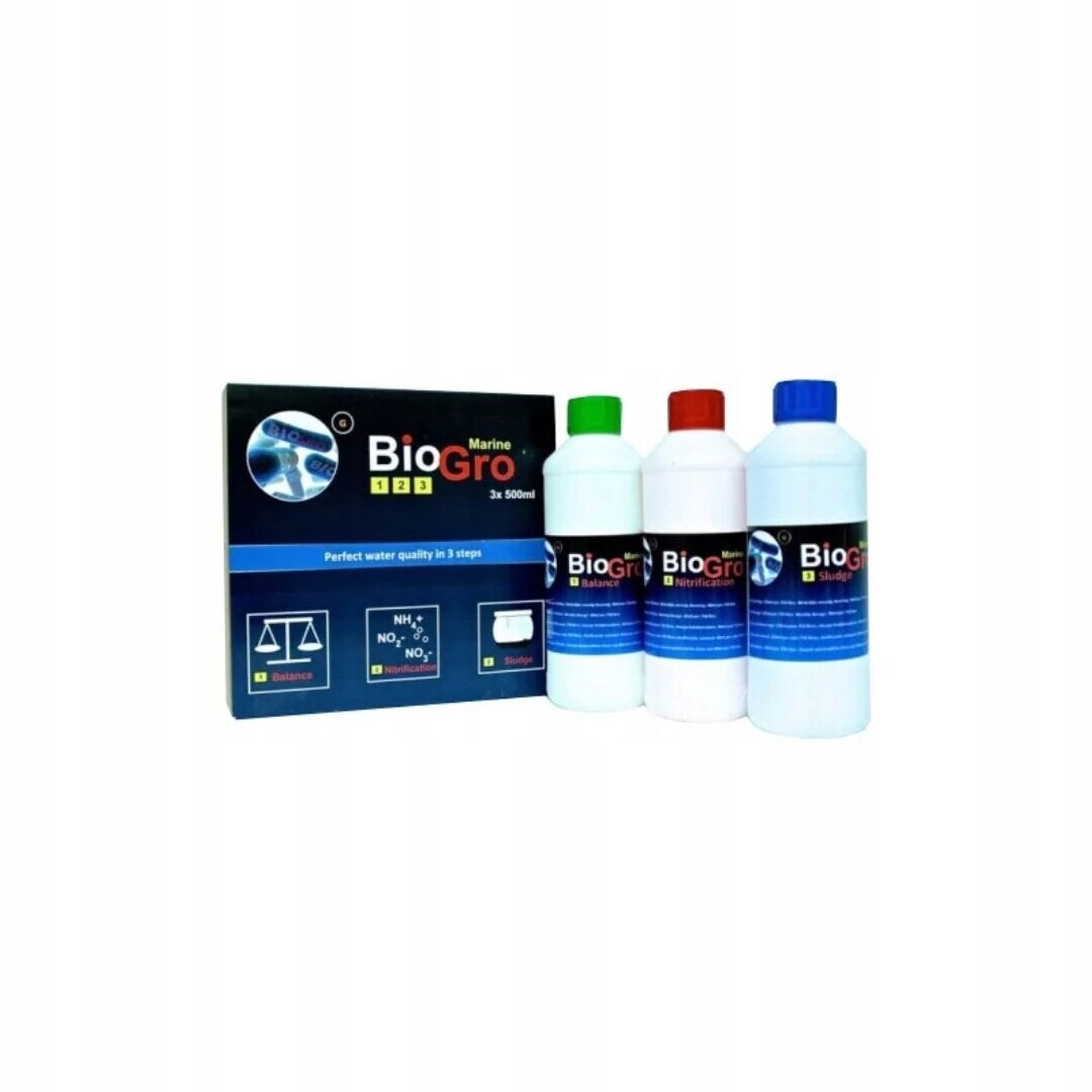 Biogro 123 Marine 500 ML Sada Biologie Bakterie Pro Mořské Akvárium