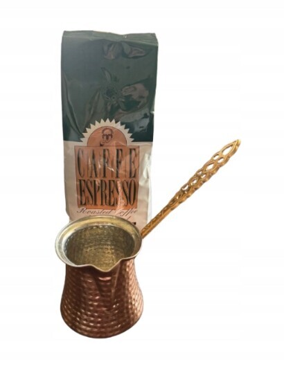 Sada měděných kelímků 300 ml s zrnkovou kávou Mehmet Efendi 500 g