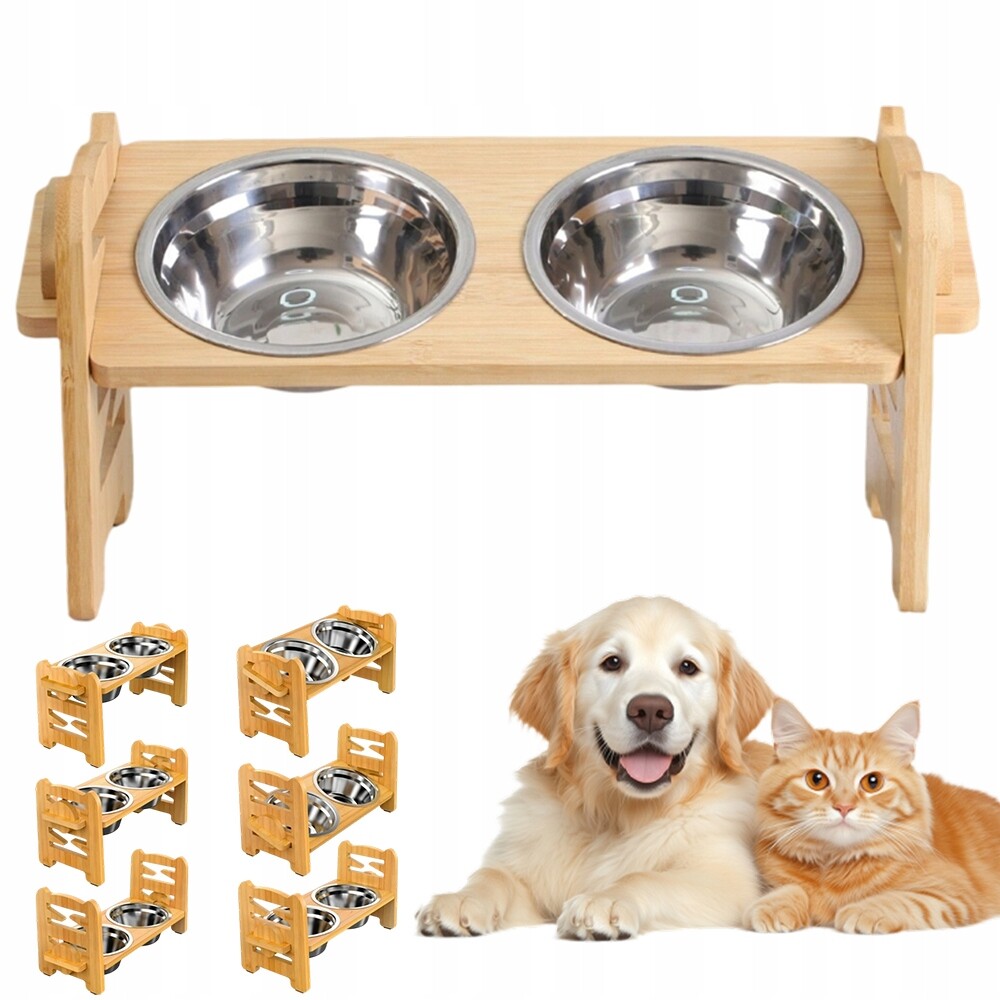 Vyvýšená Miska Pro Psa A Kočku O 15° Sklonu, 6 Úrovní Nastavení