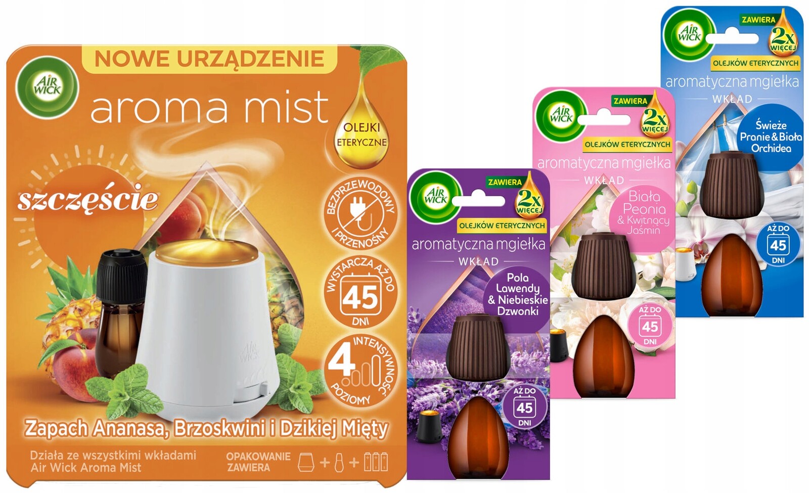 Air Wick Osvěžovač vzduchu Štěstí difuzér 4 náplně x 20 ml