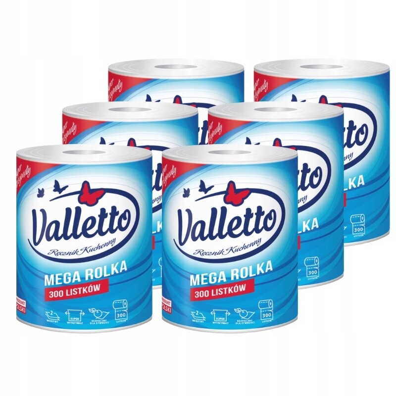 Sada kuchyňských ručníků Valletto Papírový ručník Rolka 300 listů