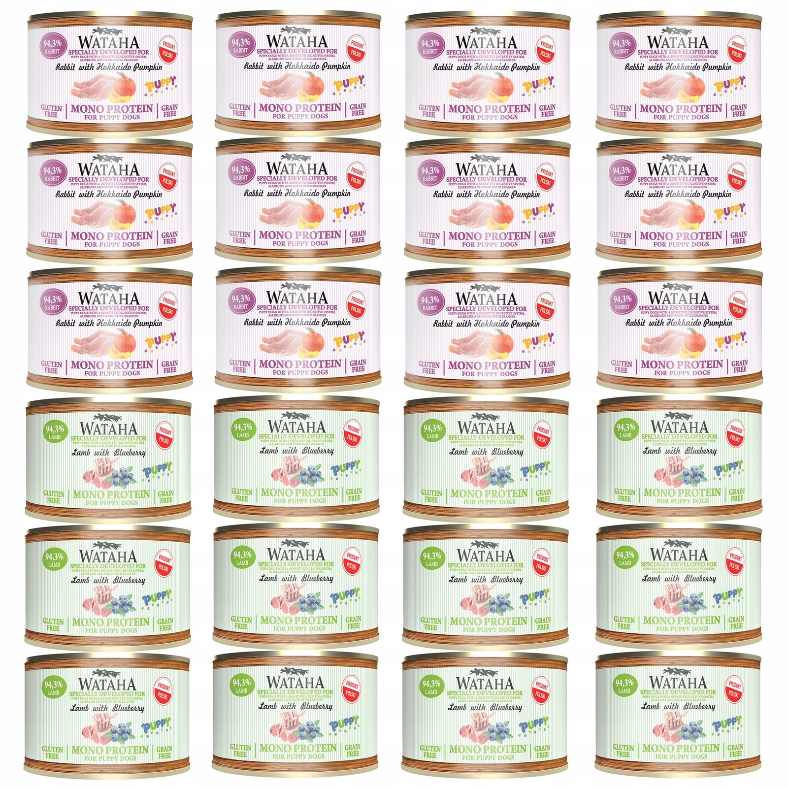 Wataha Mono Puppy vlhké krmivo pro štěňata Mix chutí 24 x 185 g