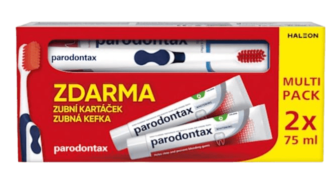 PARODONTAX Duopack Whitening + zubní kartáček 2 x 75 ml