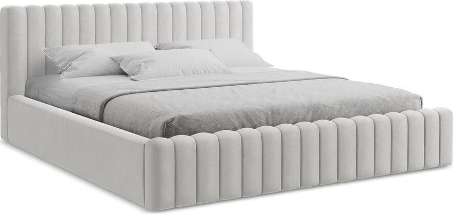 Čalouněná dvoulůžková postel s úložným prostorem s roštem 180x200 cm ve stříbrné barvě Lemi – Makamii