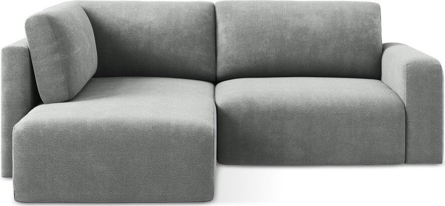 Šedá žinylková rozkládací/s úložným prostorem rohová pohovka (levý roh/do L) Kona – Makamii