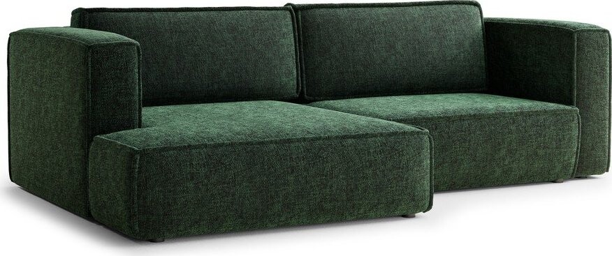 Tmavě zelená žinylková rozkládací/s úložným prostorem rohová pohovka (levý roh/s lenoškou) Velto – Maison de Rêve