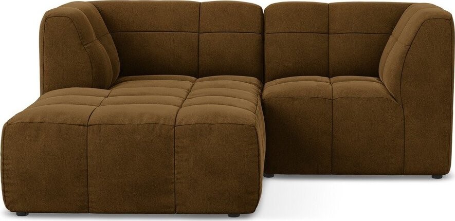 Sametová rohová pohovka v hořčicové barvě (levý roh/s lenoškou) Aloha – Makamii