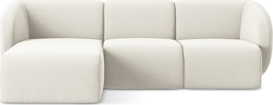 Béžová sametová rohová pohovka (levý roh/s lenoškou) Lani – Makamii