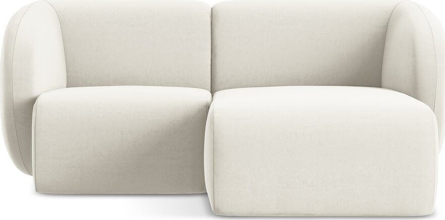 Béžová sametová rohová pohovka (pravý roh/s lenoškou) Lani – Makamii