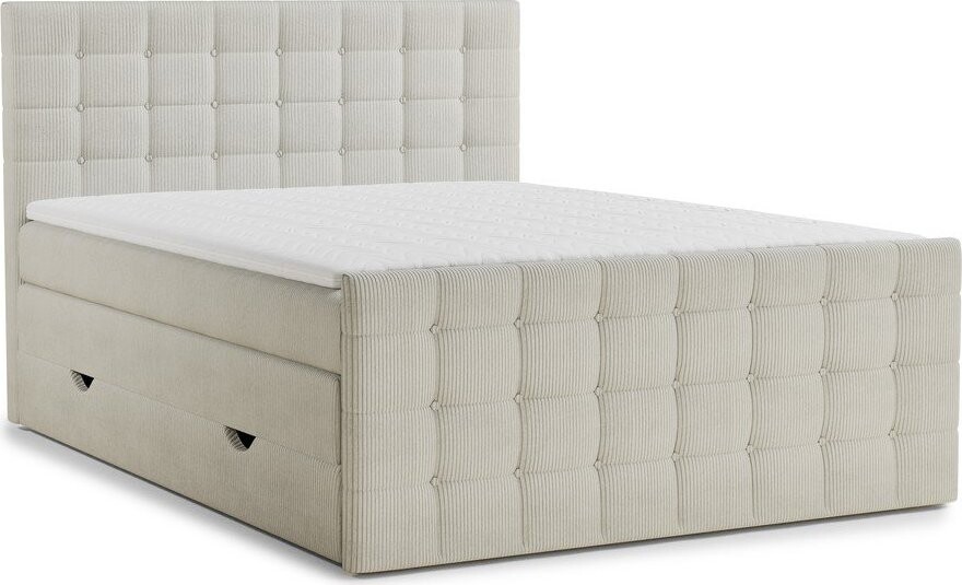 Krémová boxspring postel s úložným prostorem 160x200 cm Tasca – Maison de Rêve