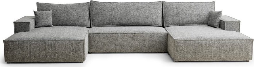 Šedá žinylková rozkládací/s úložným prostorem rohová pohovka (do 