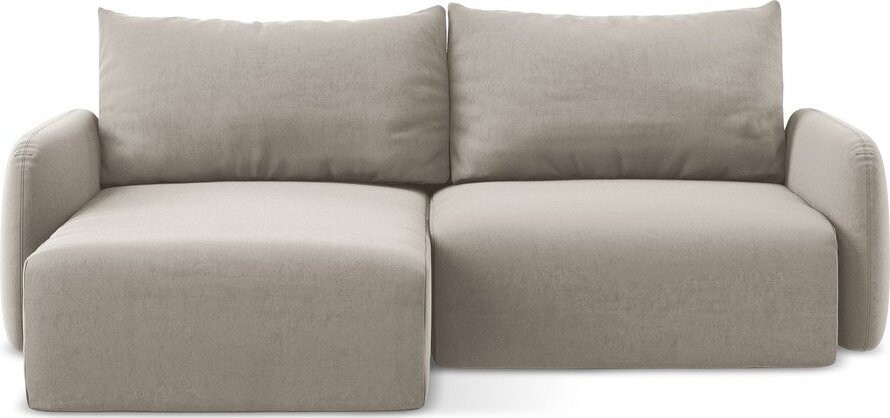 Taupe sametová rozkládací/s úložným prostorem rohová pohovka (levý roh/s lenoškou) Kalena – Makamii