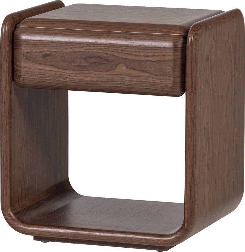 Noční stolek s poličkami v tmavě přírodní barvě Elura – WOOOD