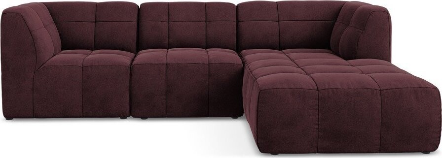 Vínová sametová rohová pohovka (pravý roh/s lenoškou) Aloha – Makamii