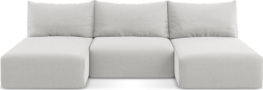 Světle šedá sametová rozkládací/s úložným prostorem rohová pohovka (do 