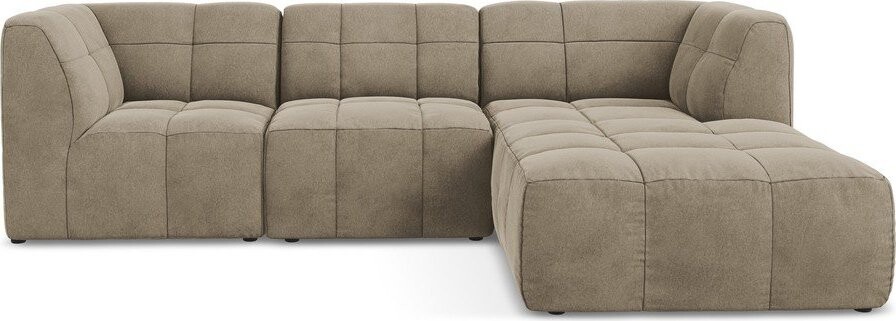 Hnědá sametová rohová pohovka (pravý roh/s lenoškou) Aloha – Makamii