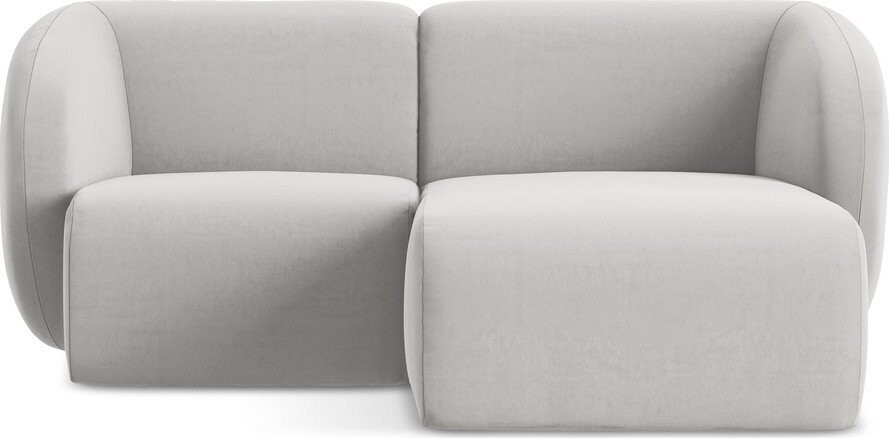 Světle šedá sametová rohová pohovka (pravý roh/s lenoškou) Lani – Makamii