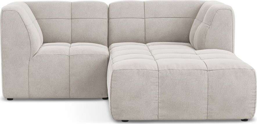 Béžová sametová rohová pohovka (pravý roh/s lenoškou) Aloha – Makamii