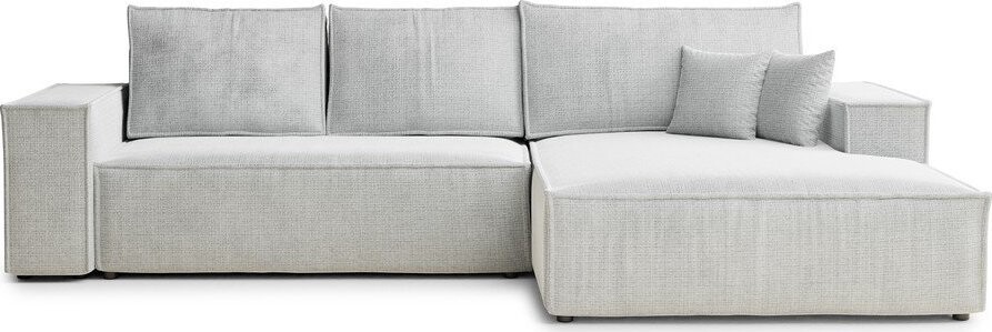 Světle šedá žinylková rozkládací/s úložným prostorem rohová pohovka (pravý roh/s lenoškou) Maze – Maison de Rêve