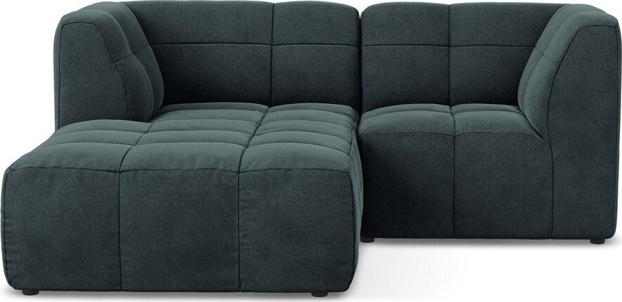 Modrá sametová rohová pohovka (levý roh/s lenoškou) Aloha – Makamii