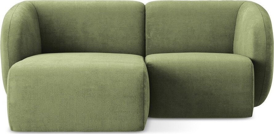 Zelená žinylková rohová pohovka (levý roh/s lenoškou) Lani – Makamii