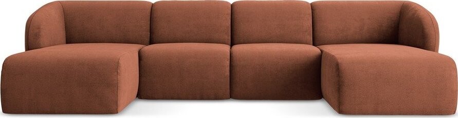 Žinylková rohová pohovka v terakotové barvě (do 