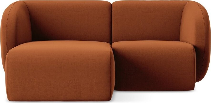 Sametová rohová pohovka v terakotové barvě (levý roh/s lenoškou) Lani – Makamii