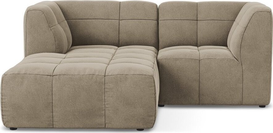 Hnědá sametová rohová pohovka (levý roh/s lenoškou) Aloha – Makamii