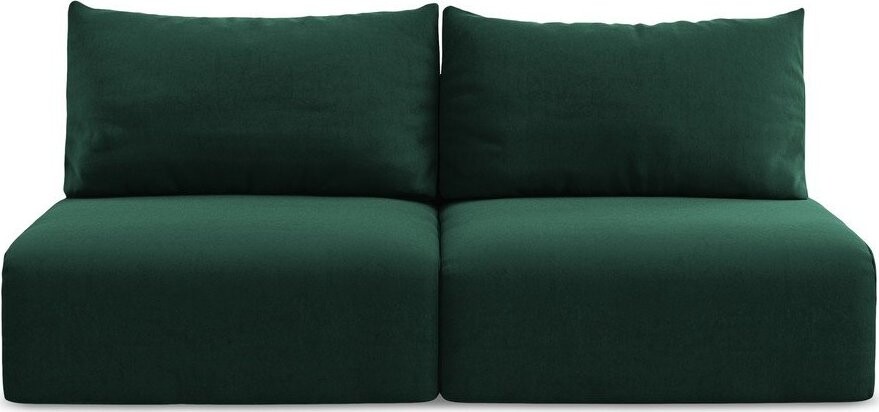 Tmavě zelená sametová rozkládací/s úložným prostorem pohovka 216 cm Kalena – Makamii