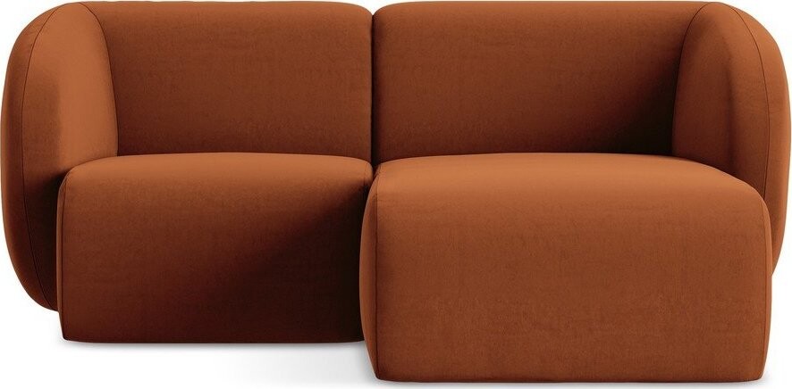 Sametová rohová pohovka v terakotové barvě (pravý roh/s lenoškou) Lani – Makamii