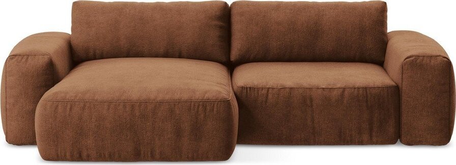 Žinylková rozkládací rohová pohovka v terakotové barvě (levý roh/s lenoškou) Kuki – Makamii