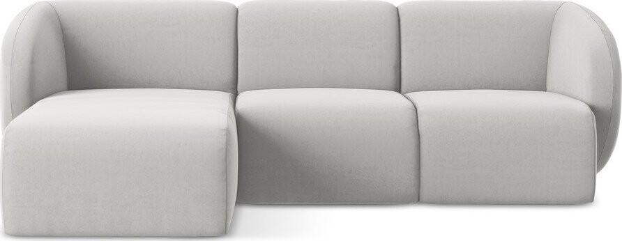 Světle šedá sametová rohová pohovka (levý roh/s lenoškou) Lani – Makamii