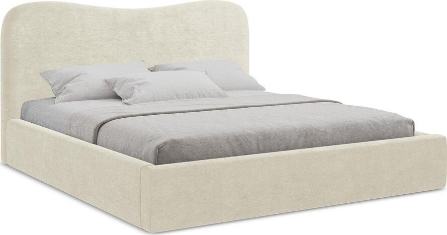 Béžová čalouněná dvoulůžková postel s úložným prostorem s roštem 140x200 cm Kahai – Makamii