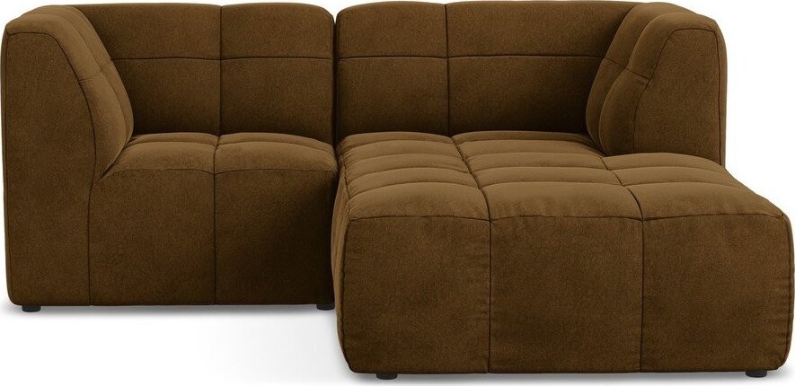 Sametová rohová pohovka v hořčicové barvě (pravý roh/s lenoškou) Aloha – Makamii